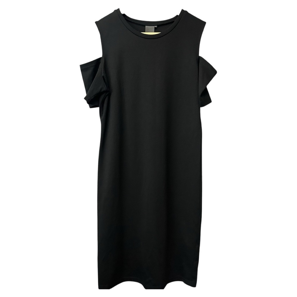 ICHI Black Cold Shoulder Dress Black Size Medium - Picture 2 of 8